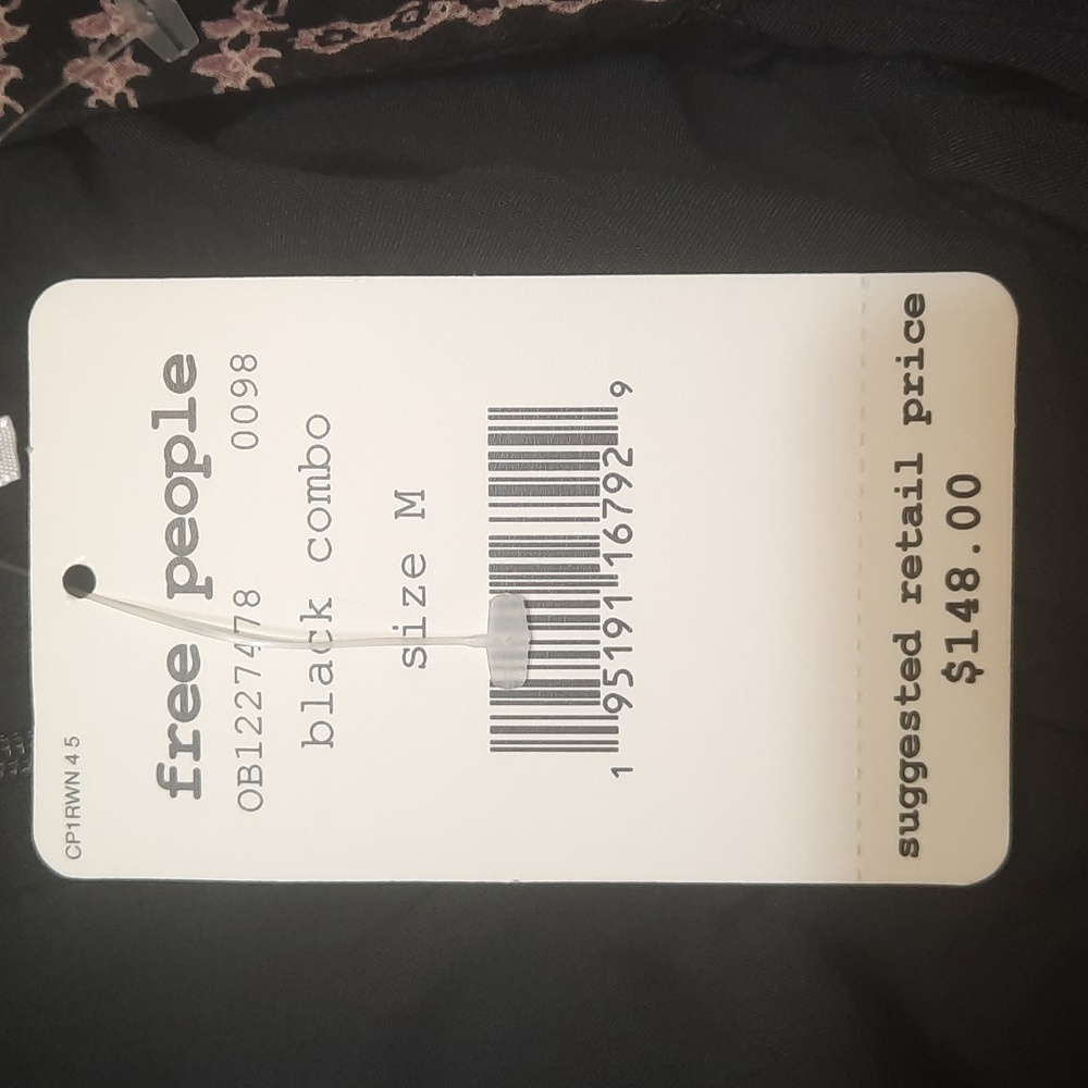 FREE PEOPLE Cottage Coquette Mini Dress in Black Combo Cutout Back Flowy Boho M - Picture 3 of 11